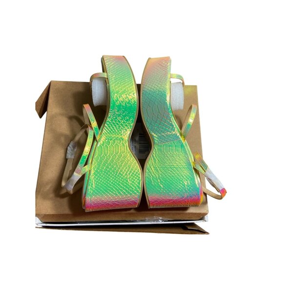 UO Nora Strappy Yellow Iridescent Wedge Sandals Size 10 - Picture 8 of 16